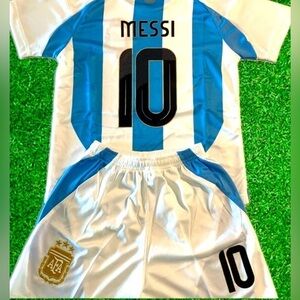 MESSI YOUTH LARGE ARGENTINA SOCCER JERSEY SET 10-12 YEARS OLD SIZE 28 NWT